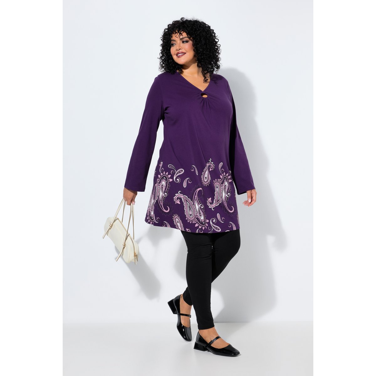 T-shirt long motif cachemire groseilles noires, ULLA POPKEN
