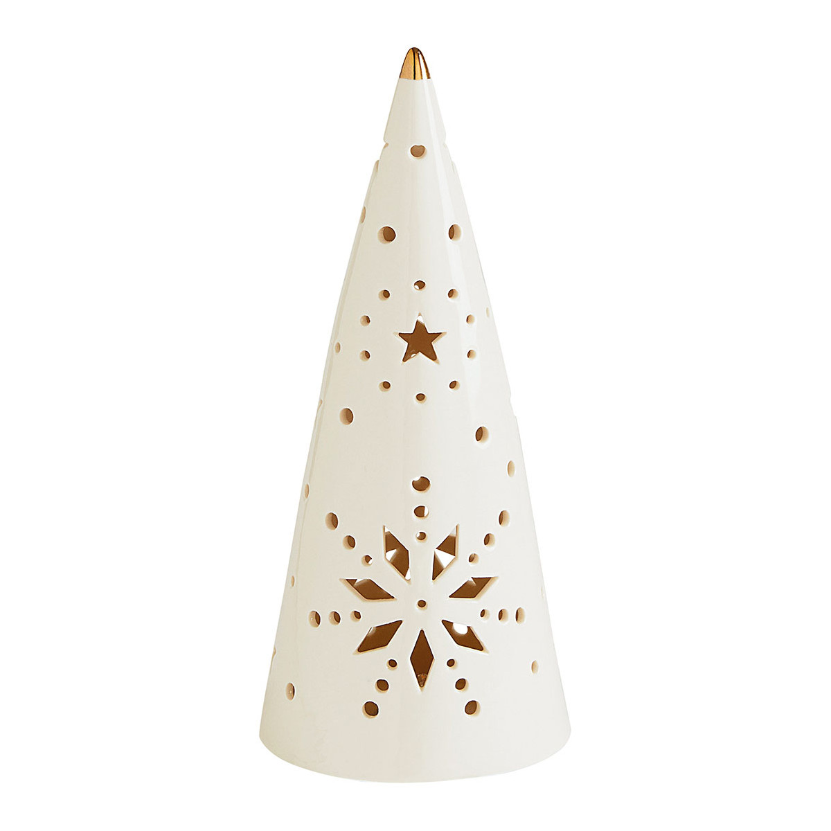 Sapin cône décoratif avec LED grand modèle blanc, MATHILDE M