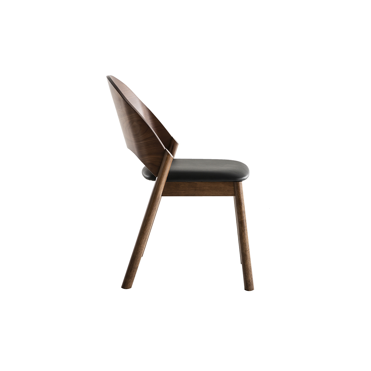 Chaises vintage en bois foncé noyer et assises noires (lot de 2) AVALON noyer, MILIBOO