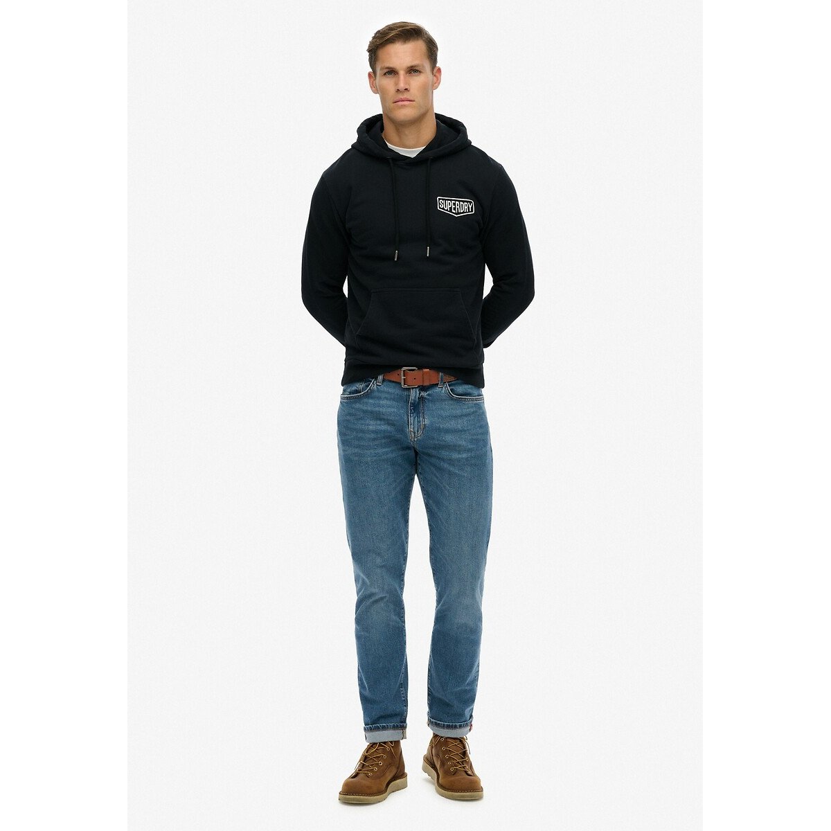 Sweat à capuche ample Work Tab noir, SUPERDRY