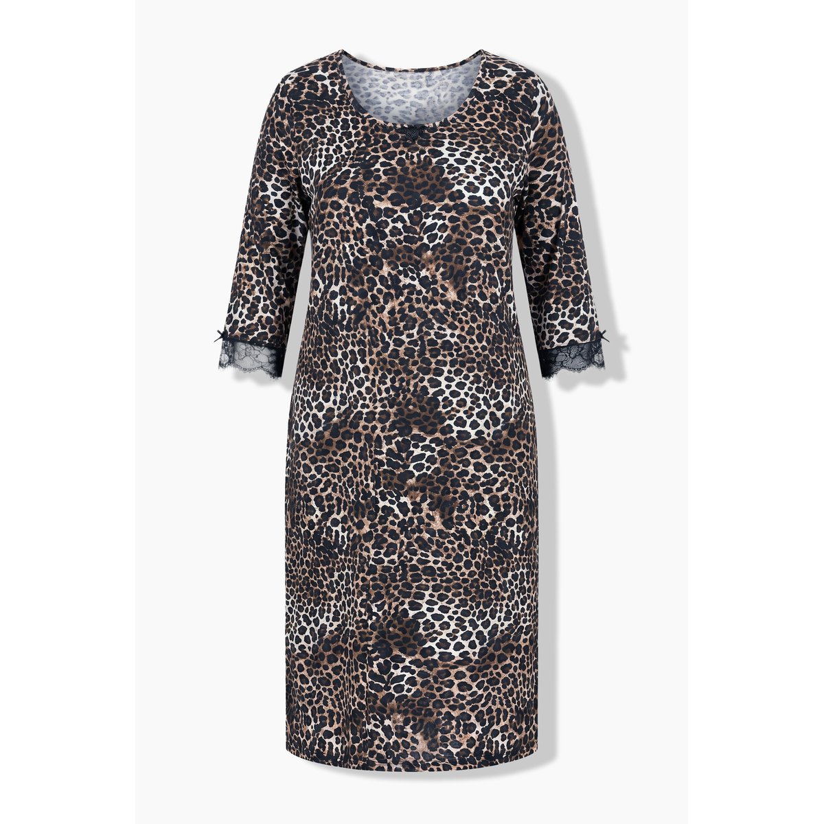 Chemise de nuit motif léopard, dentelle noir, ULLA POPKEN