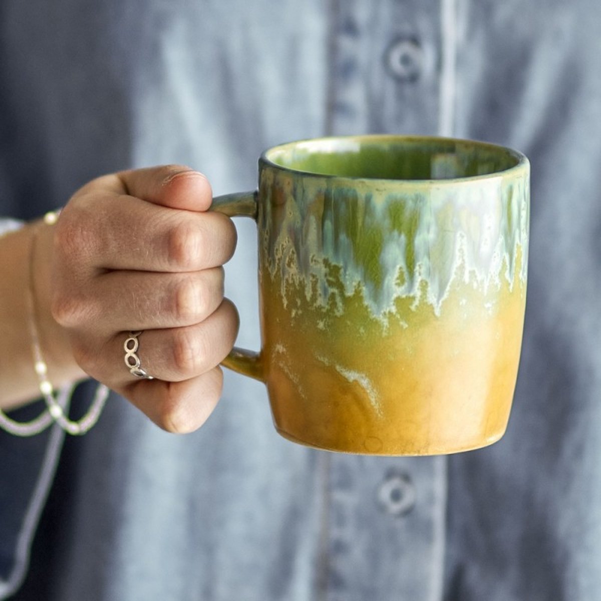 Mug grès couleur Milani vert, BLOOMINGVILLE