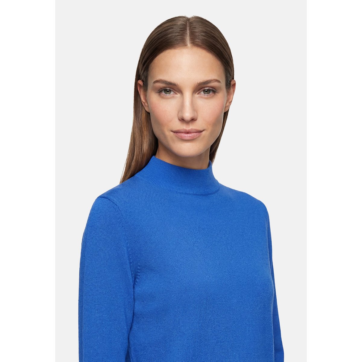 Pull-over en maille basique à col droit electric blue, BETTY BARCLAY