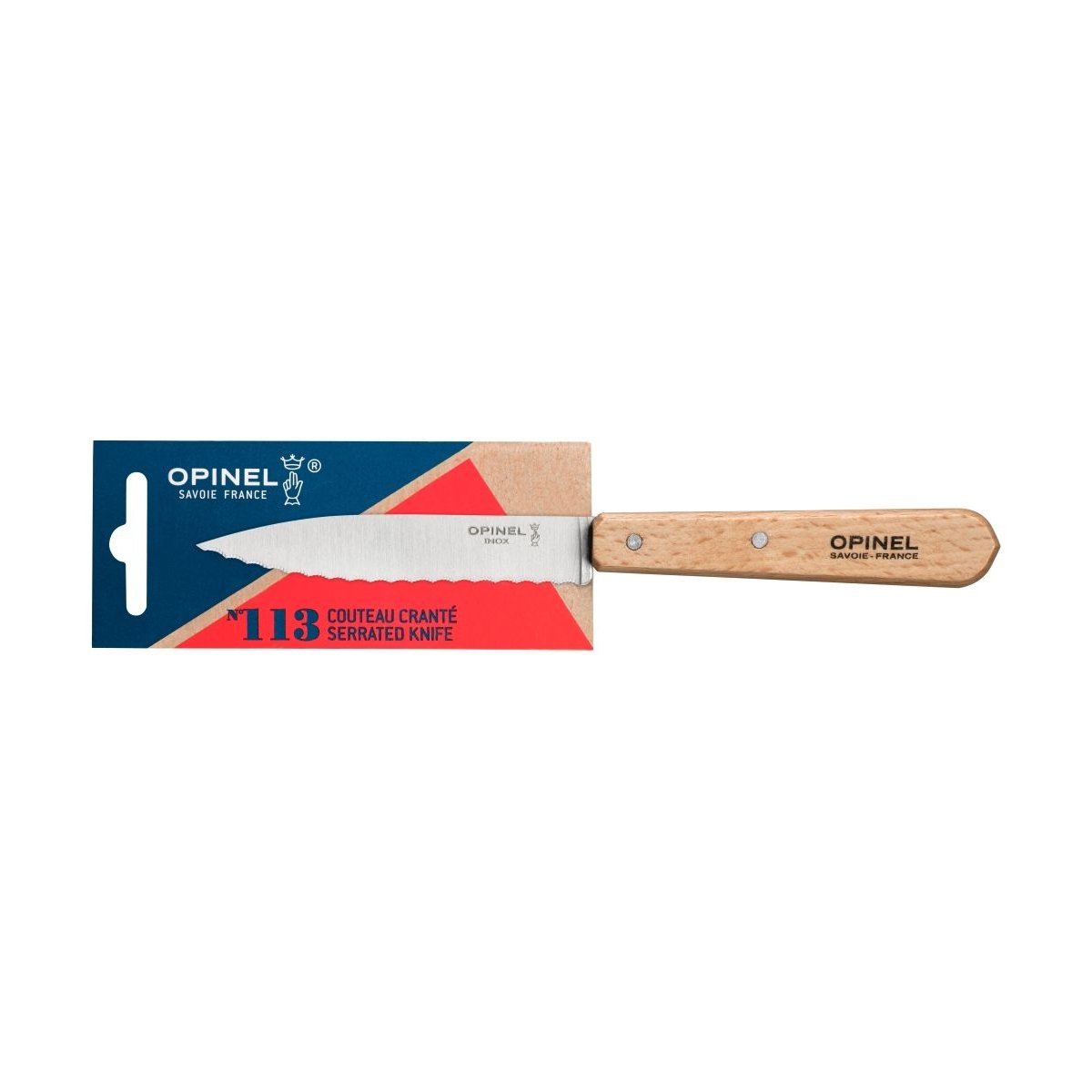 Couteau N°113 Cranté En Bois De Hêtre marron, OPINEL
