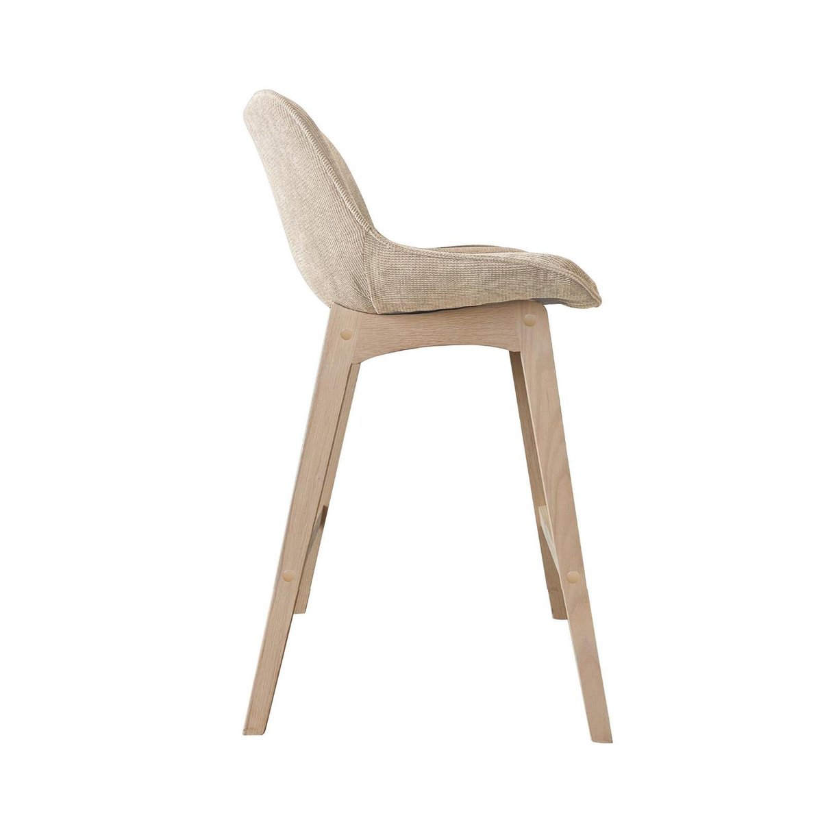 Lot Tabourets Chêne et Velours Côtelé NORDEN H75cm beige, MOB IN