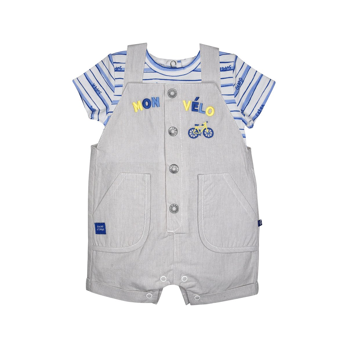 Tshirt salopette ladji court bebe beige, SUCRE D'ORGE