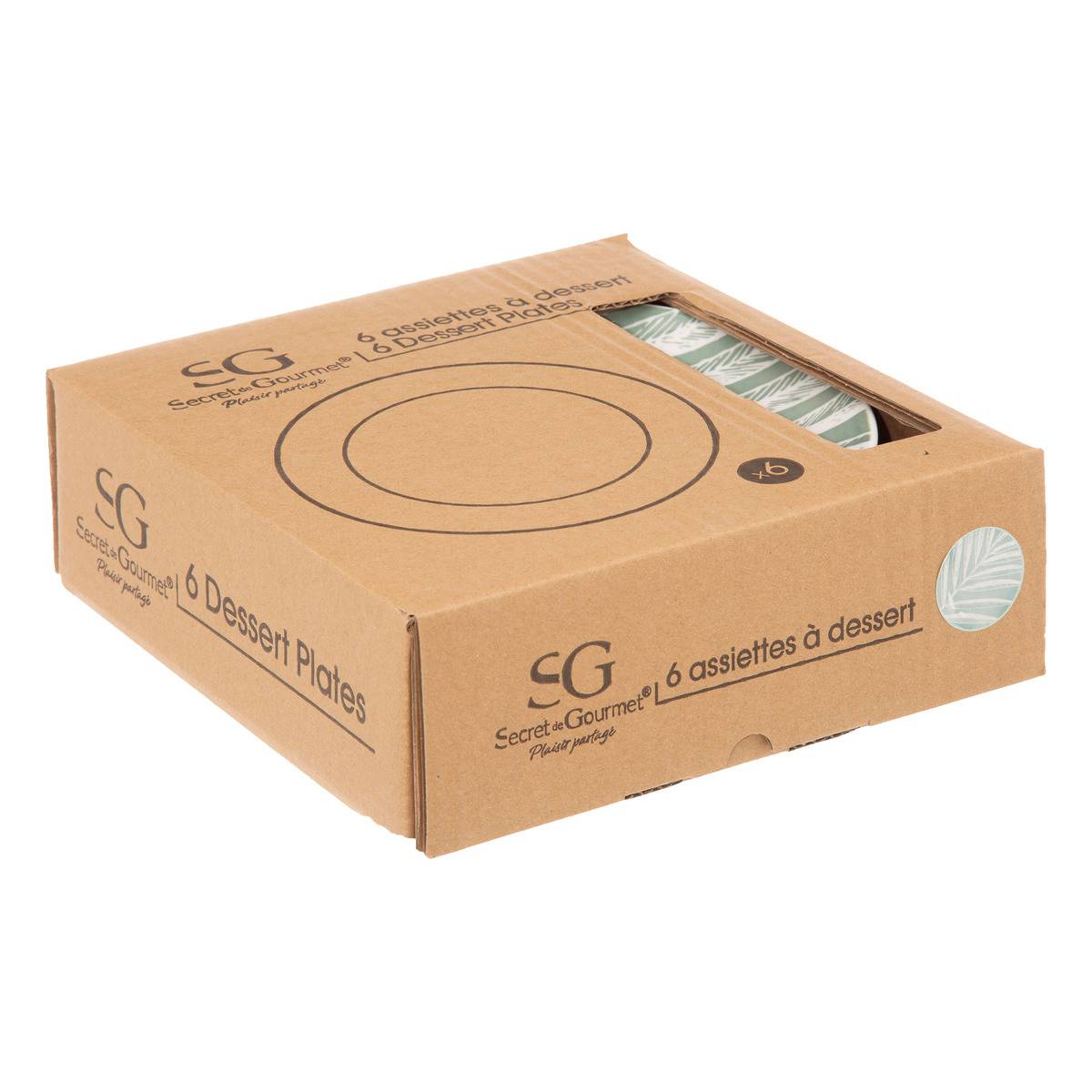 Lot de 6 assiettes en céramique GREEN HARMONY vert, SECRET DE GOURMET