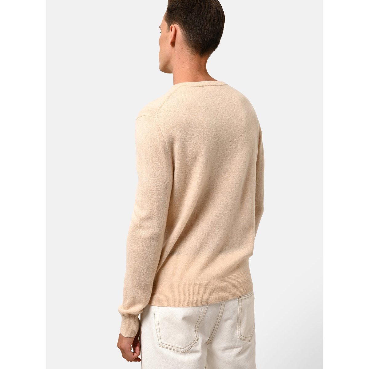 Pull Col V  Sable Walt beige, JUST CASHMERE
