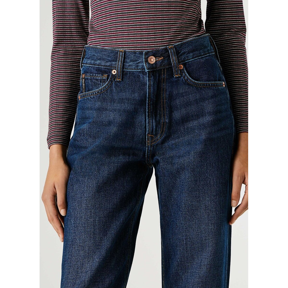 ROBYN jeans met hoge taille en rechte pijpen authentic drak indigo, PEPE JEANS