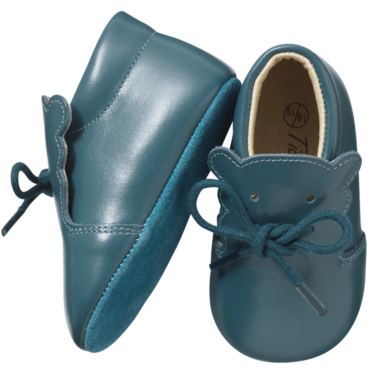 Chaussures bébé cuir souple Bobi bleu canard, TICHOUPS