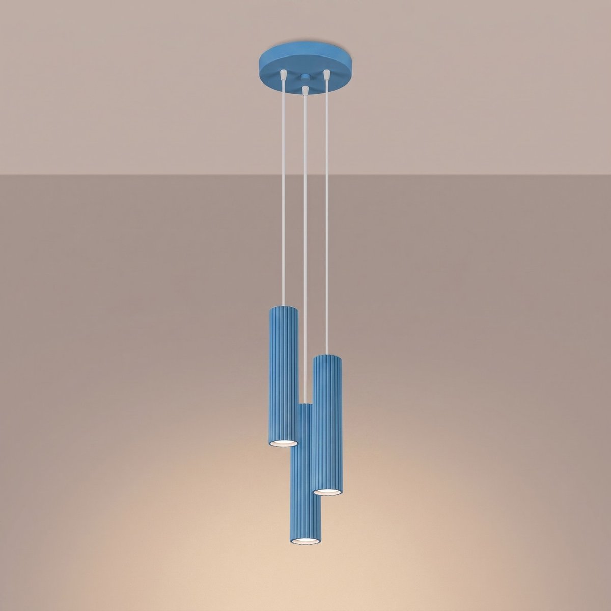 Suspension Aluminium Bleu GU10 3 Karbon bleu, EDEN