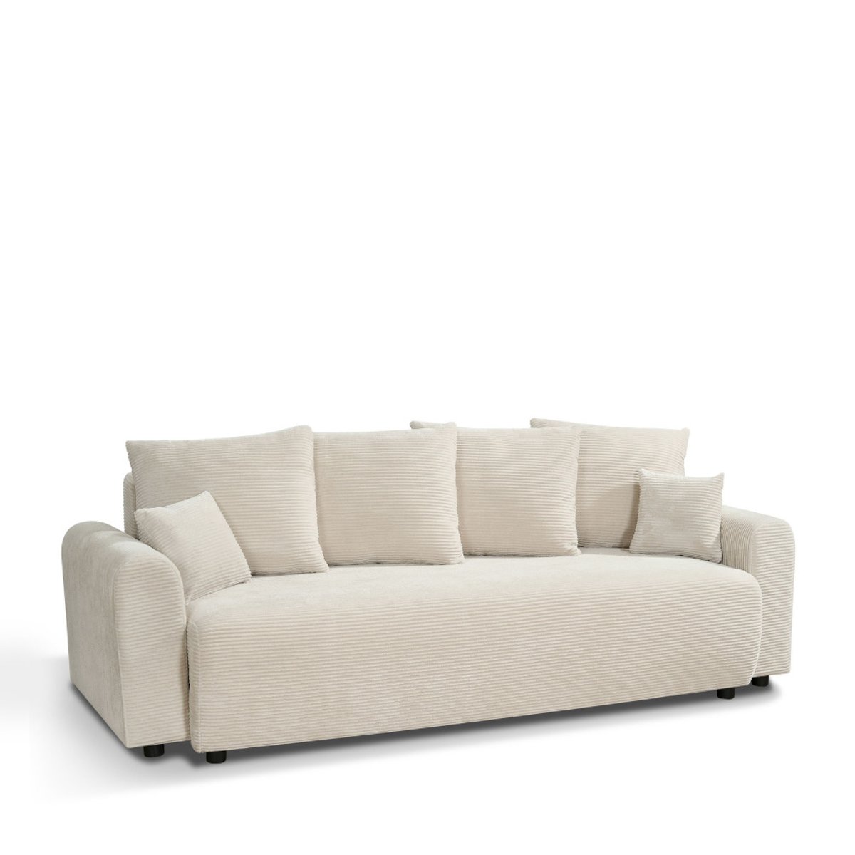 Canapé convertible 3 places en velours côtelé- POL beige, DRAWER