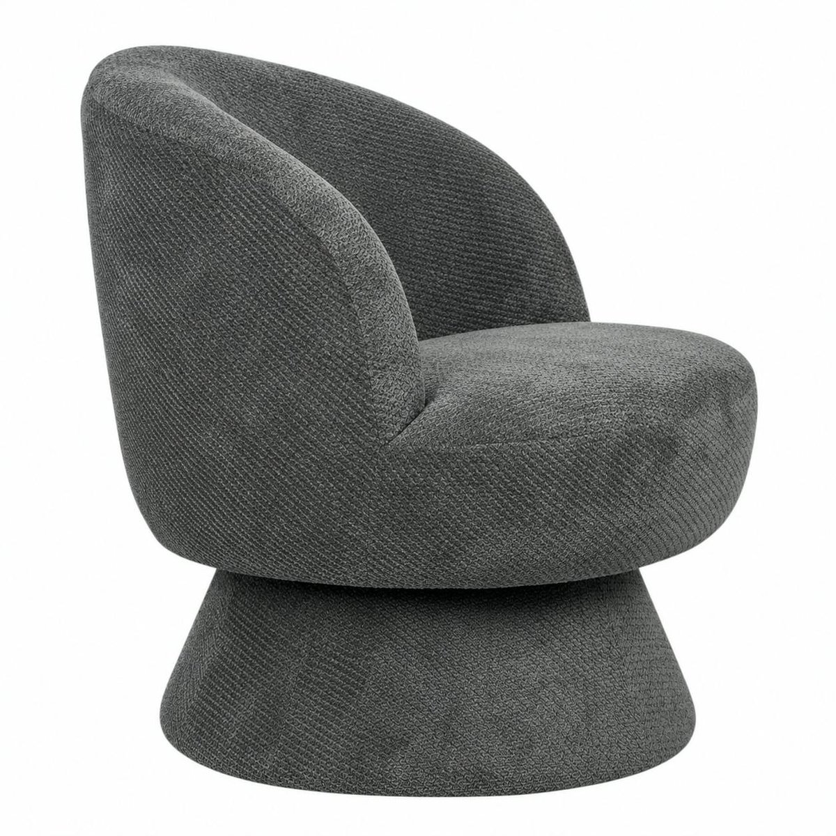 Fauteuil pivotant rétro tissu chenille IENA gris, PIER IMPORT