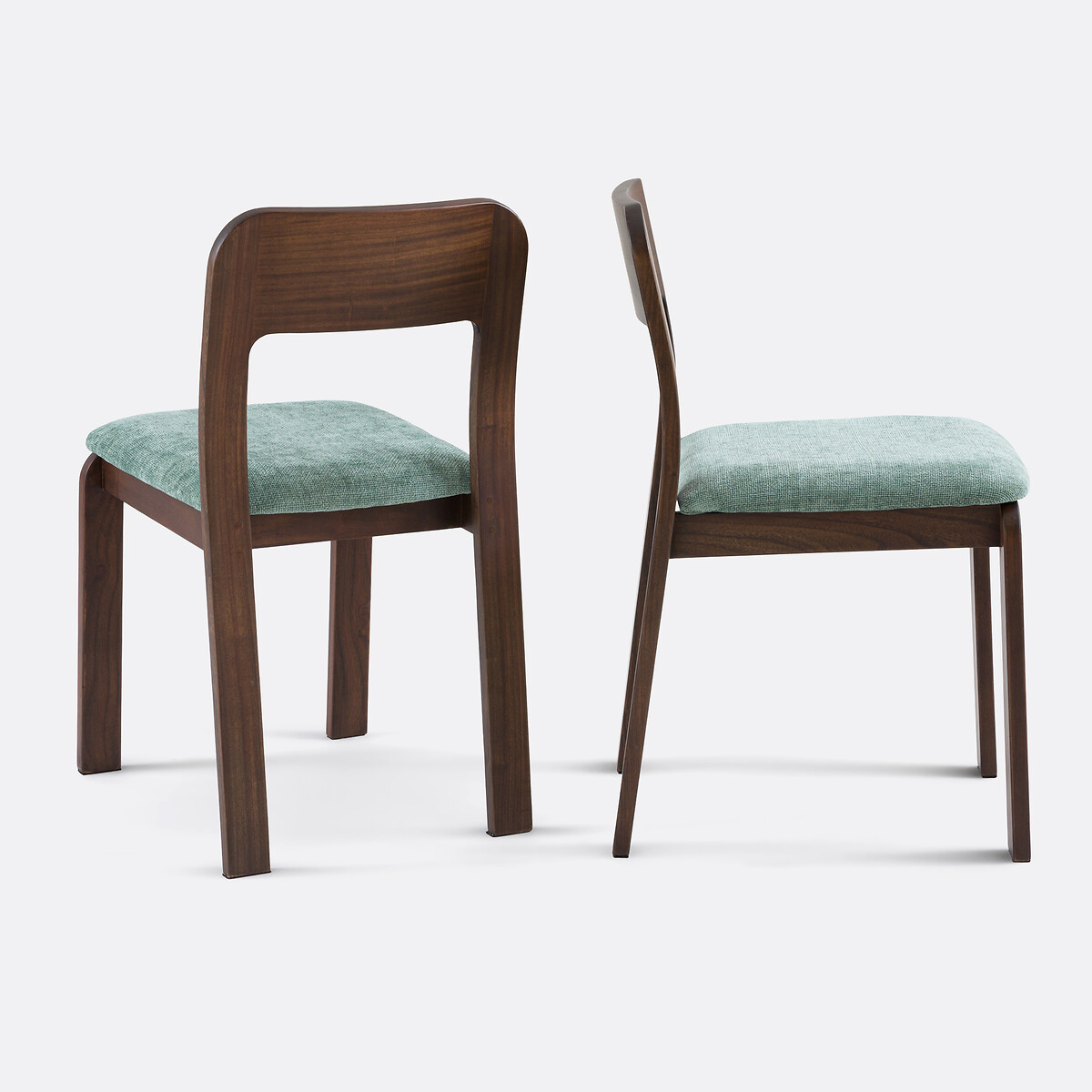 Set van 2 massief olm gestoffeerde stoelen Talet getint notenhout/blauw, LA REDOUTE INTERIEURS