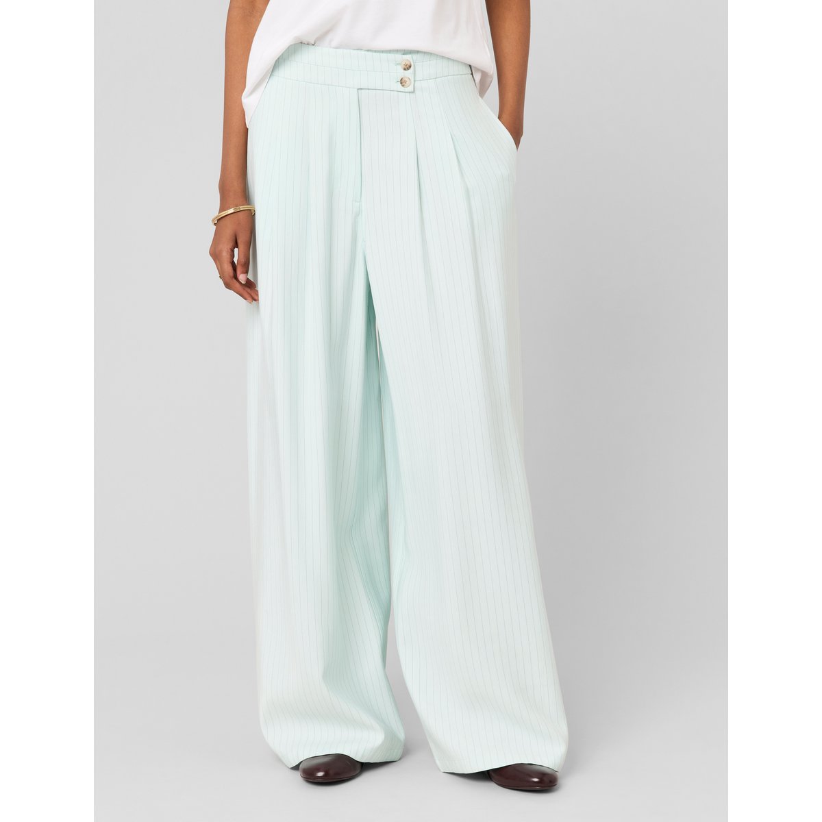 Pantalon fluide ceinture asymétrique menthe, BZB