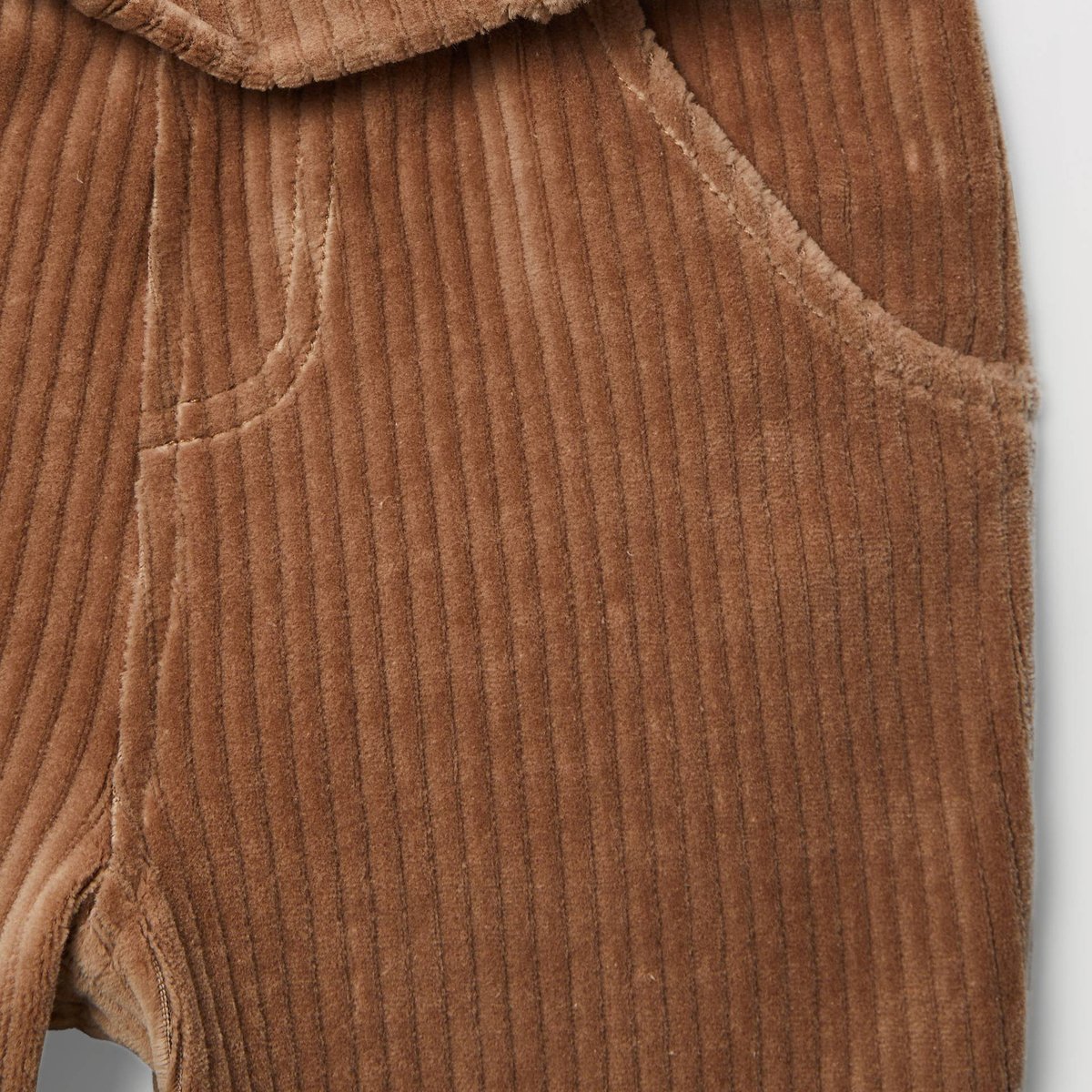 Pantalon taille élastique uni en velours maille contenant du coton jute, BOUT'CHOU