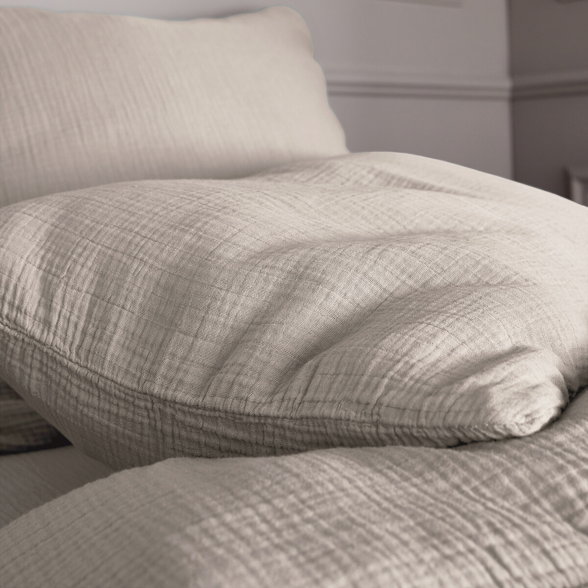 Housse de couette enfant gaze de coton bio, Yafa gris nuage, AM.PM