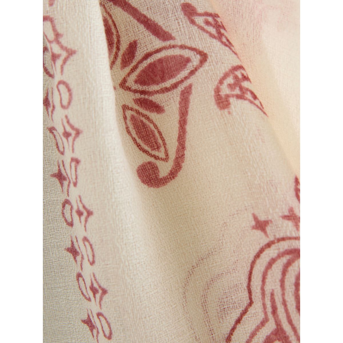 Foulard carré léger en laine à motif bandana écru/rouge, NEXT