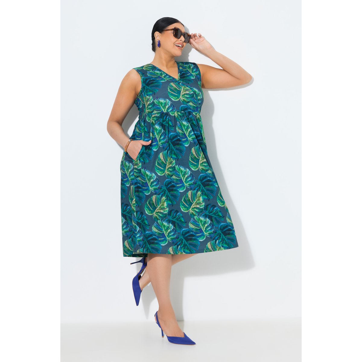 Robe midi en jersey marine, ULLA POPKEN