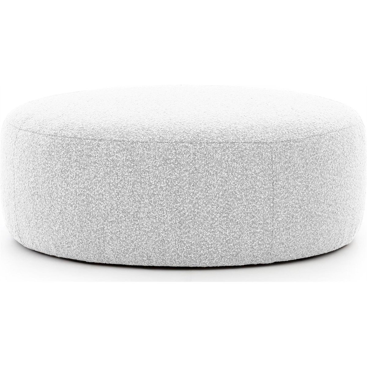 Pouf rond CASTELLINA en tissu bouclé gris chiné abriamo, RECOLLECTION