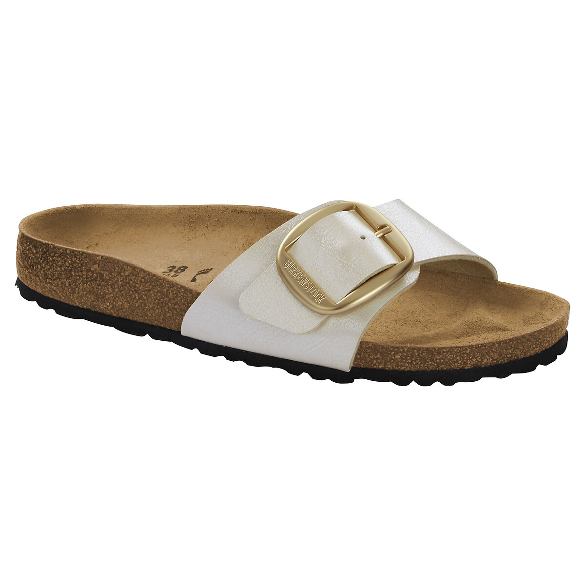 Mules simple bride MADRID BIG BUCKLE blanc nacre, BIRKENSTOCK