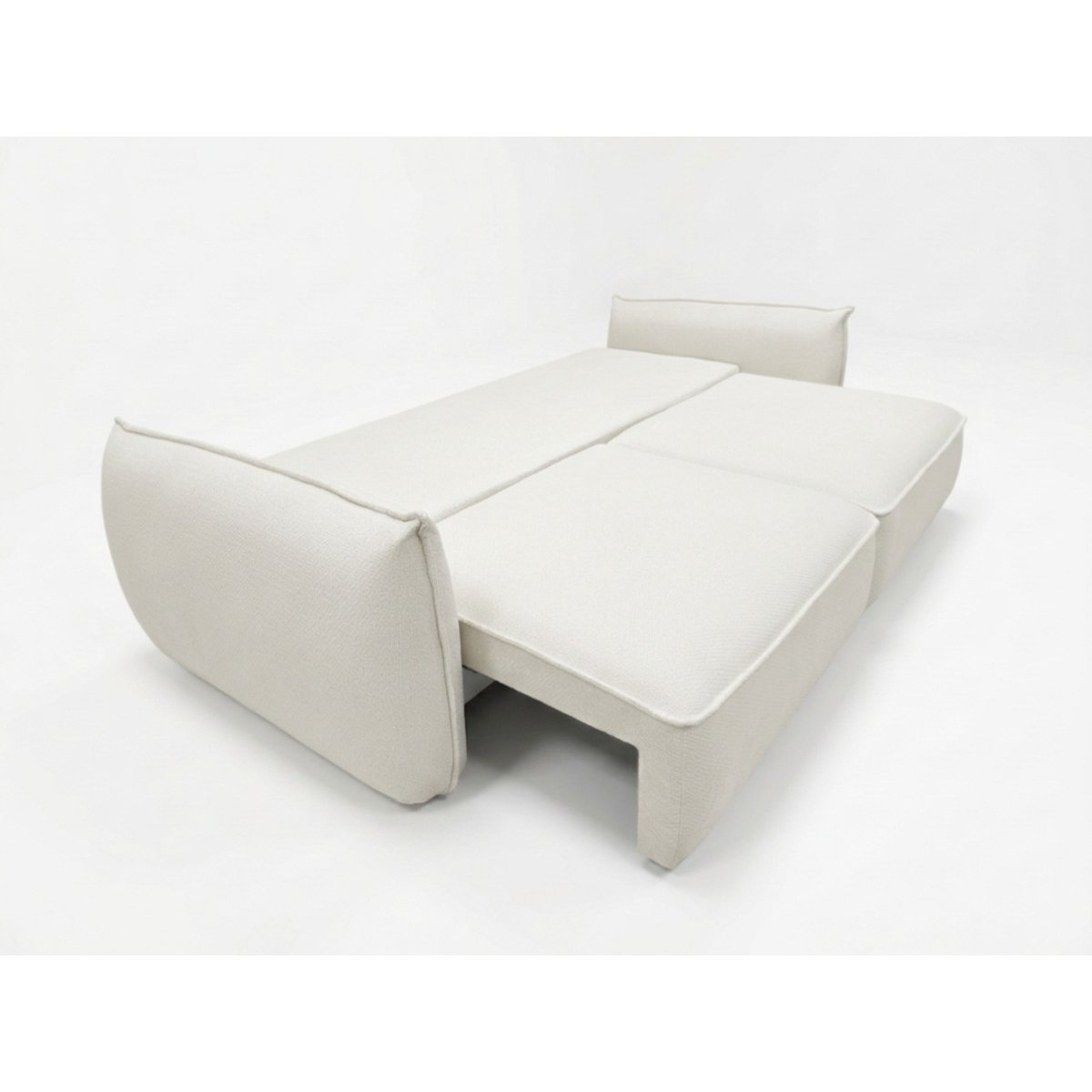 Canapé droit convertible 3 places en tissu chenille, ESMEE blanc, BOBOCHIC