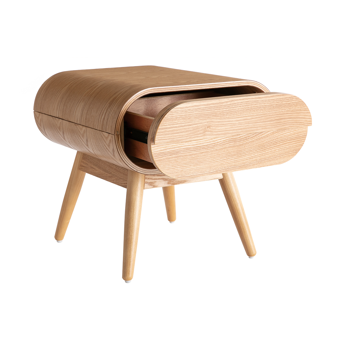 Table de chevet avec tiroir vintage bois clair (lot de 2) BJORG frêne, MILIBOO
