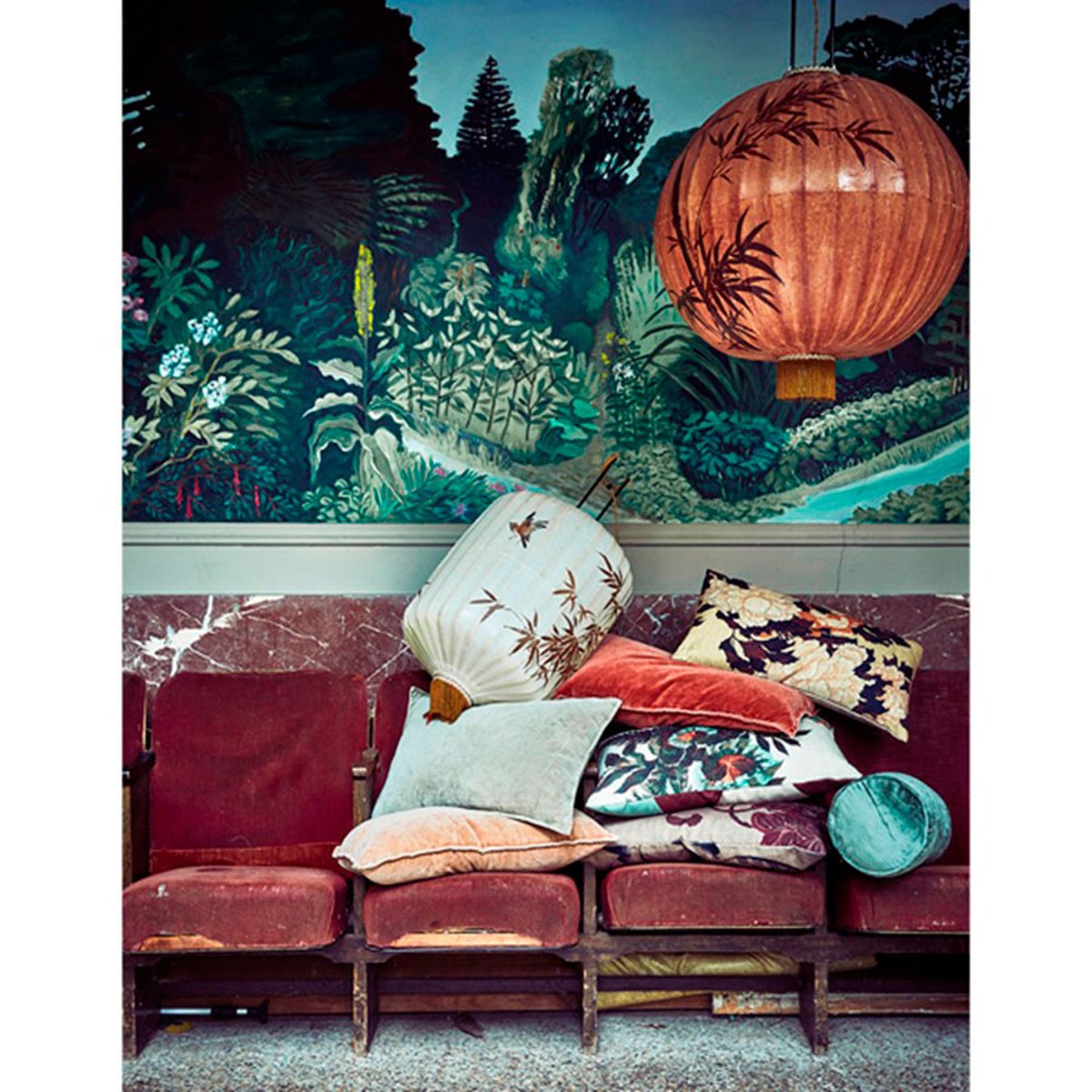 Coussin imprimé 2 faces   - Kyoto multicolore, HKLIVING