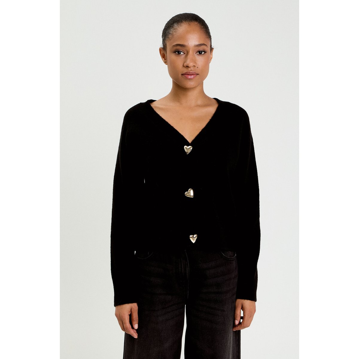 Gilet boutons coeur noir, CACHE CACHE