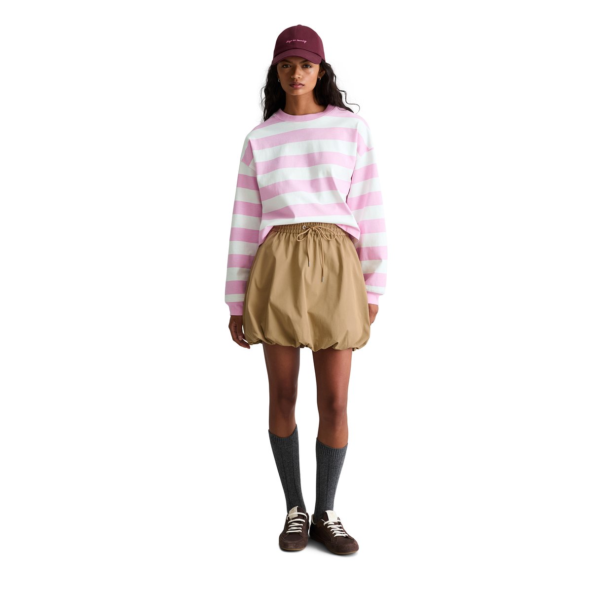 Jupe-bulle A-Shape en coton organique mélangé stretch beige, MARC O’POLO DENIM