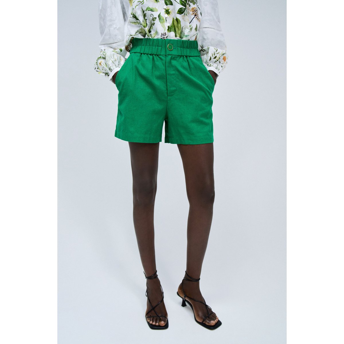 SHORT AVEC MÉLANGE DE LIN vert clair, SALSA JEANS