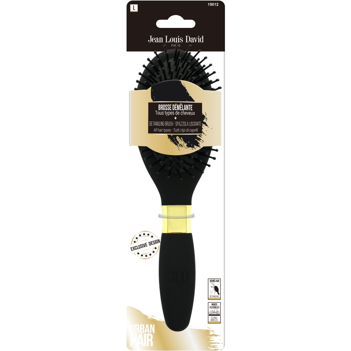 Brosse à cheveux PNEUMATIQUE NEW DESIGN couleur unique, JEAN LOUIS DAVID