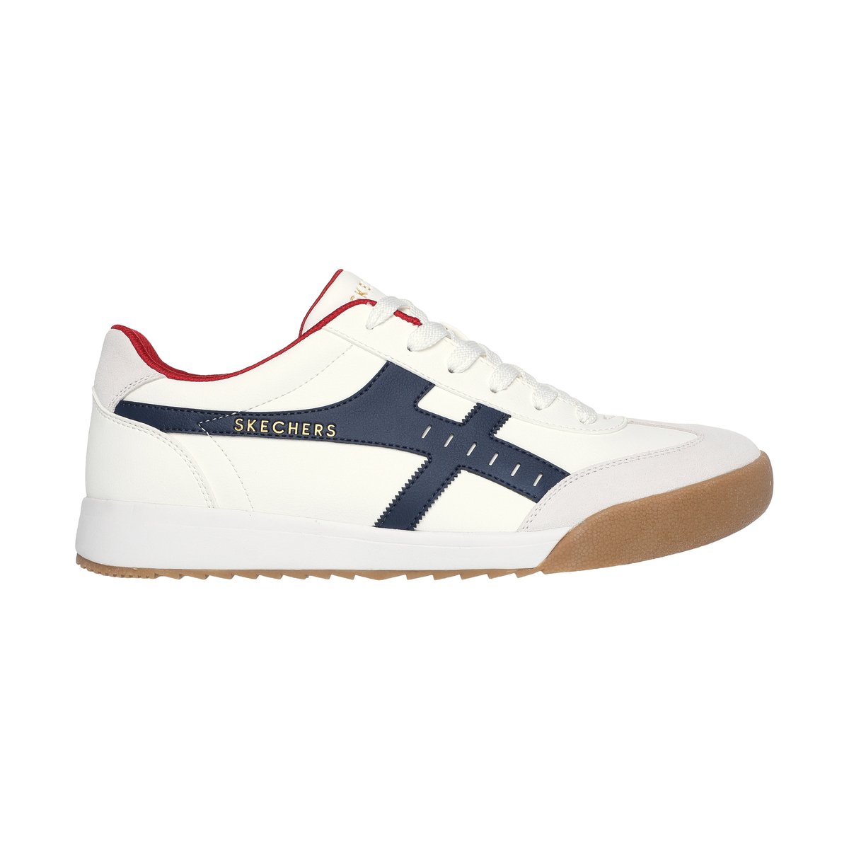 Basket Basse Cuir Sckechers Zinger Manzanilla Totale blanc - marine - rouge, SKECHERS