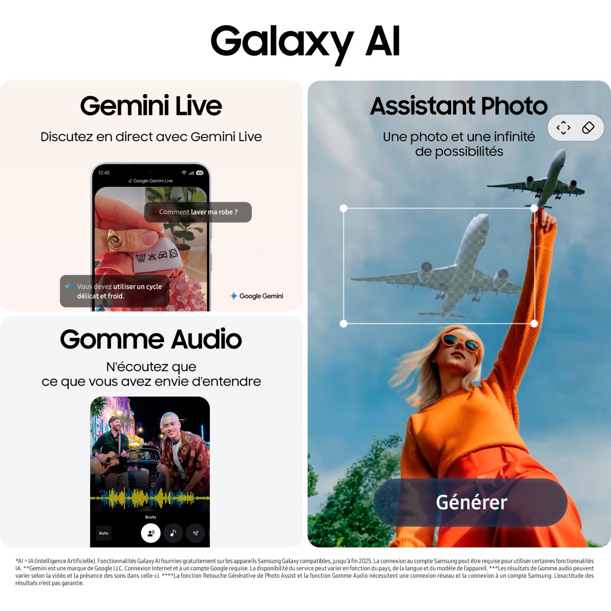 Smartphone Galaxy S25 FE 5G 128Go Noir Absolu couleur unique, SAMSUNG