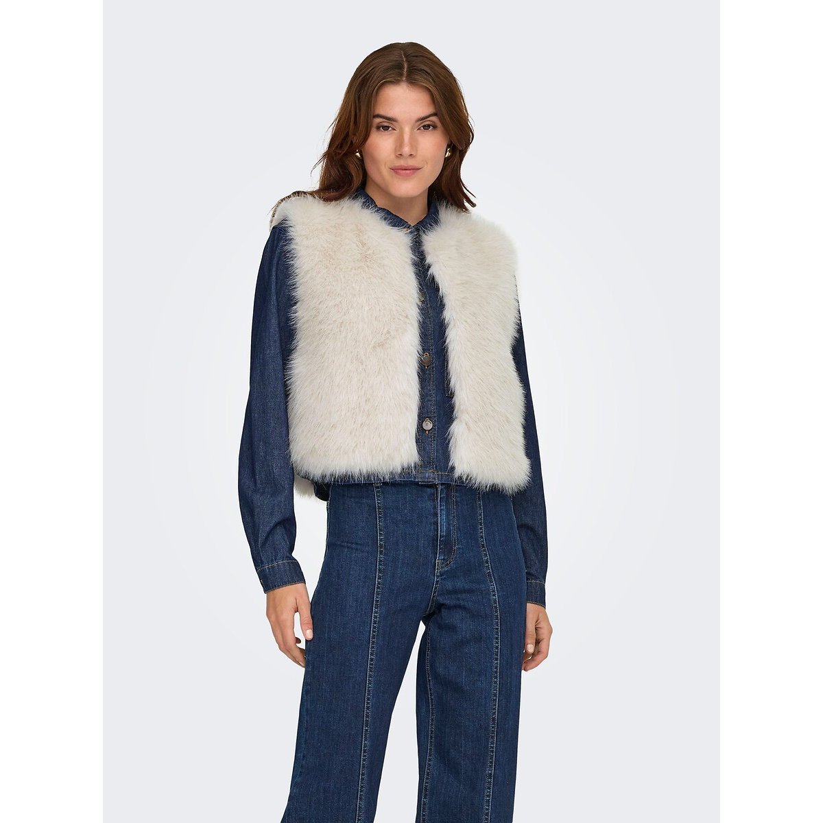 Gilet sans manches duveteux  ecru, JDY