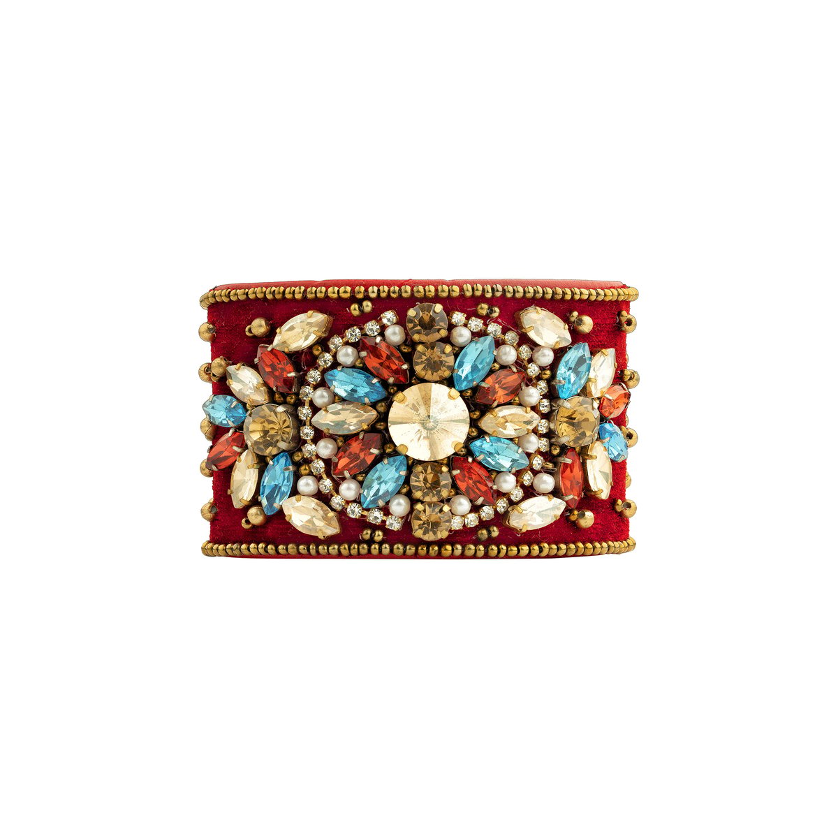 Bracelet manchette réglable de perles BERTO rouge, HIPANEMA