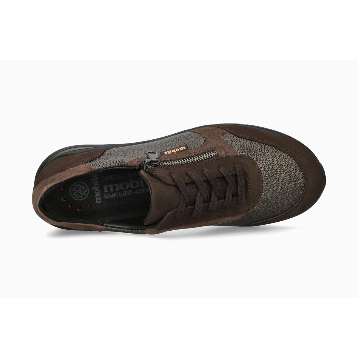 Baskets en cuir textile MILLENA marron foncé p5150039, MEPHISTO