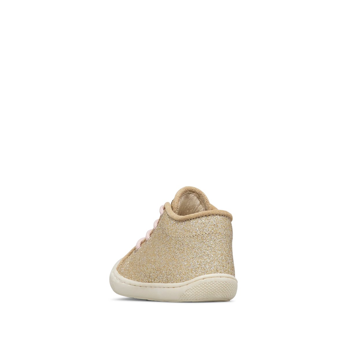 Chaussures premiers pas en tissu pailleté SOSSI platine, NATURINO
