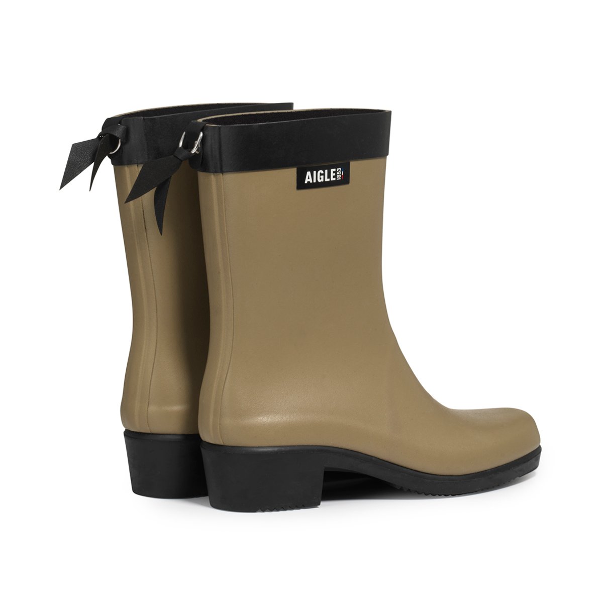 Bottines de pluie à talons MYRICA MID gris taupe, AIGLE