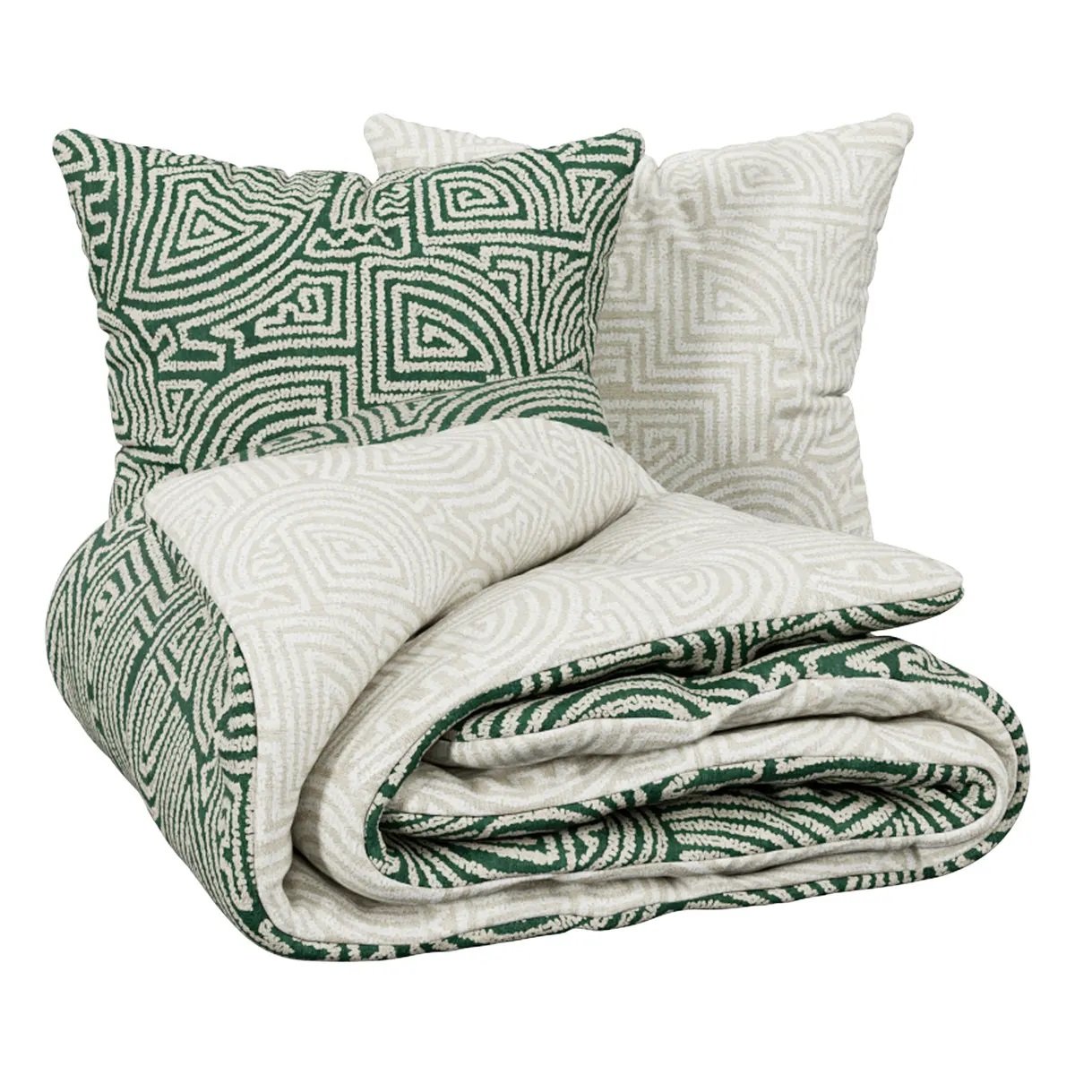 Housse de couette + 2 taies Naya vert, EDEN