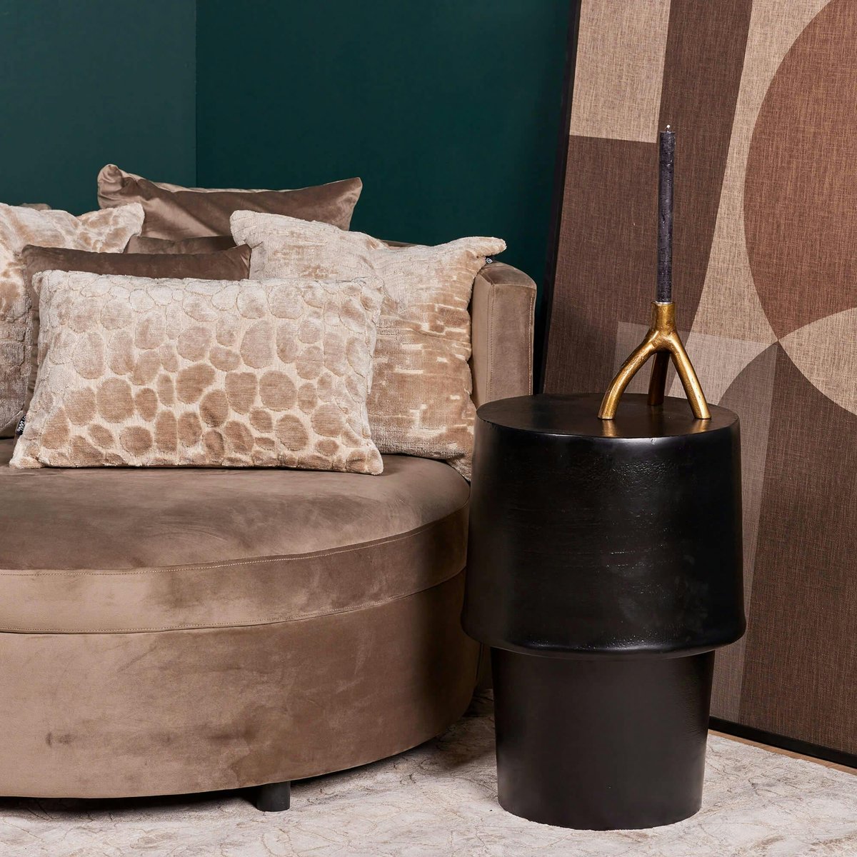 Table d'appoint noire design tambour KANO noir, PIER IMPORT