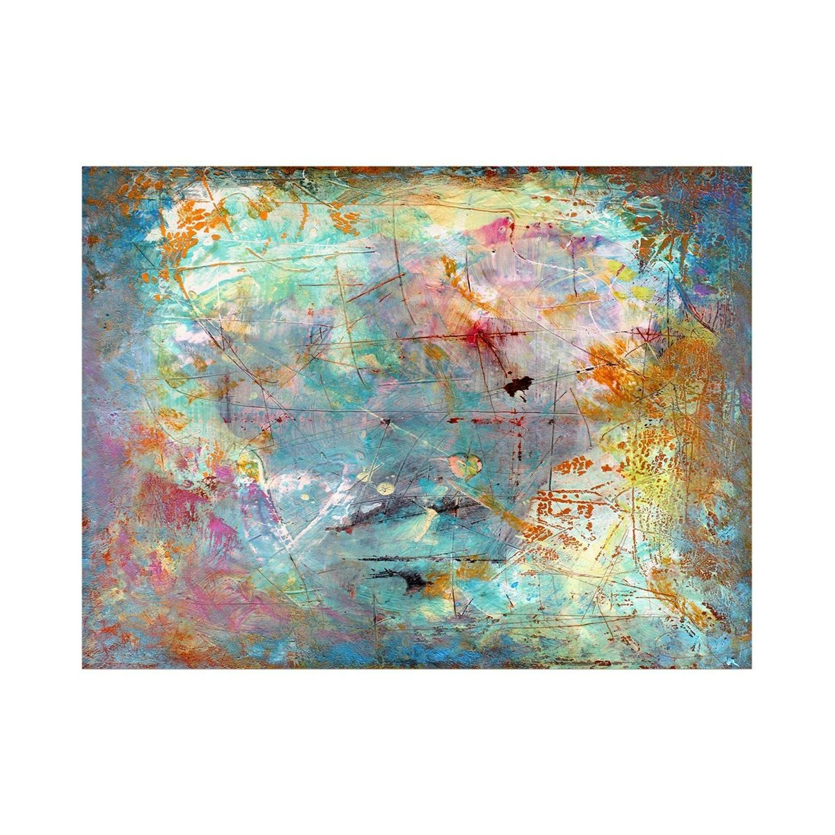 Tableau abstrait coloré – peinture moderne sur toile multicolore, PIER IMPORT