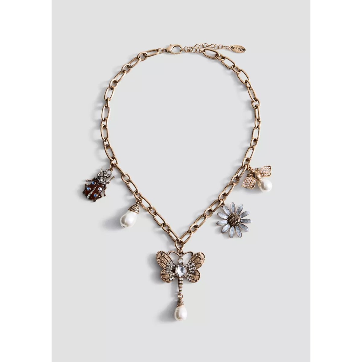 Collier perles combinées or, MANGO