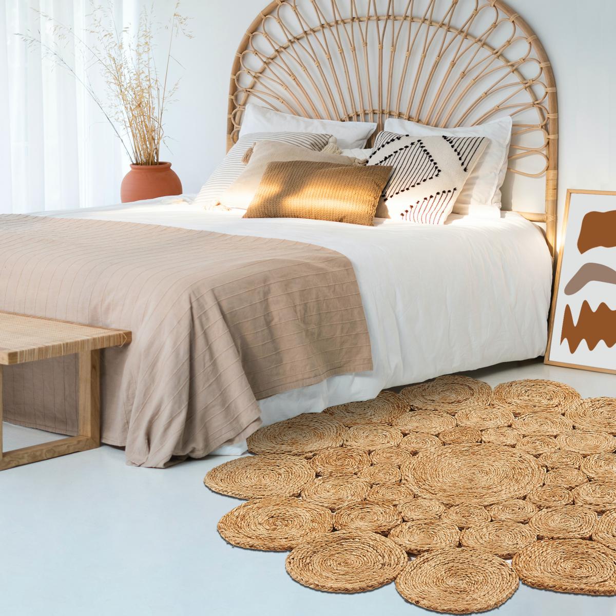Tapis rond fait main en jute motif rond WOOD beige, UN AMOUR DE TAPIS