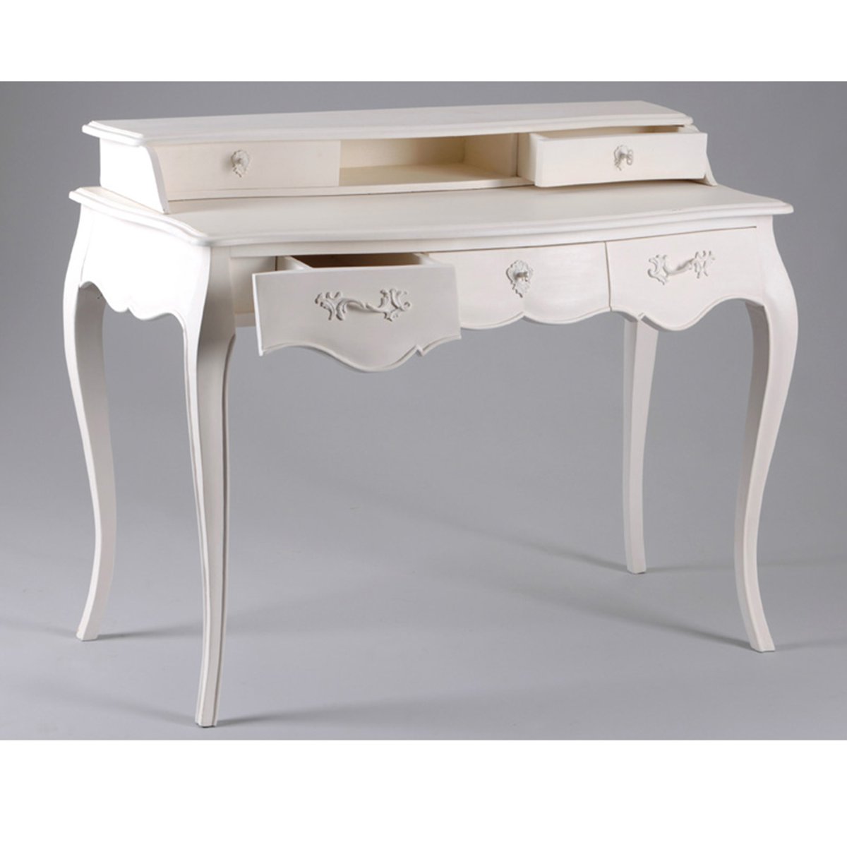 Bureau en acajou cassé L110 cm Murano blanc, AMADEUS