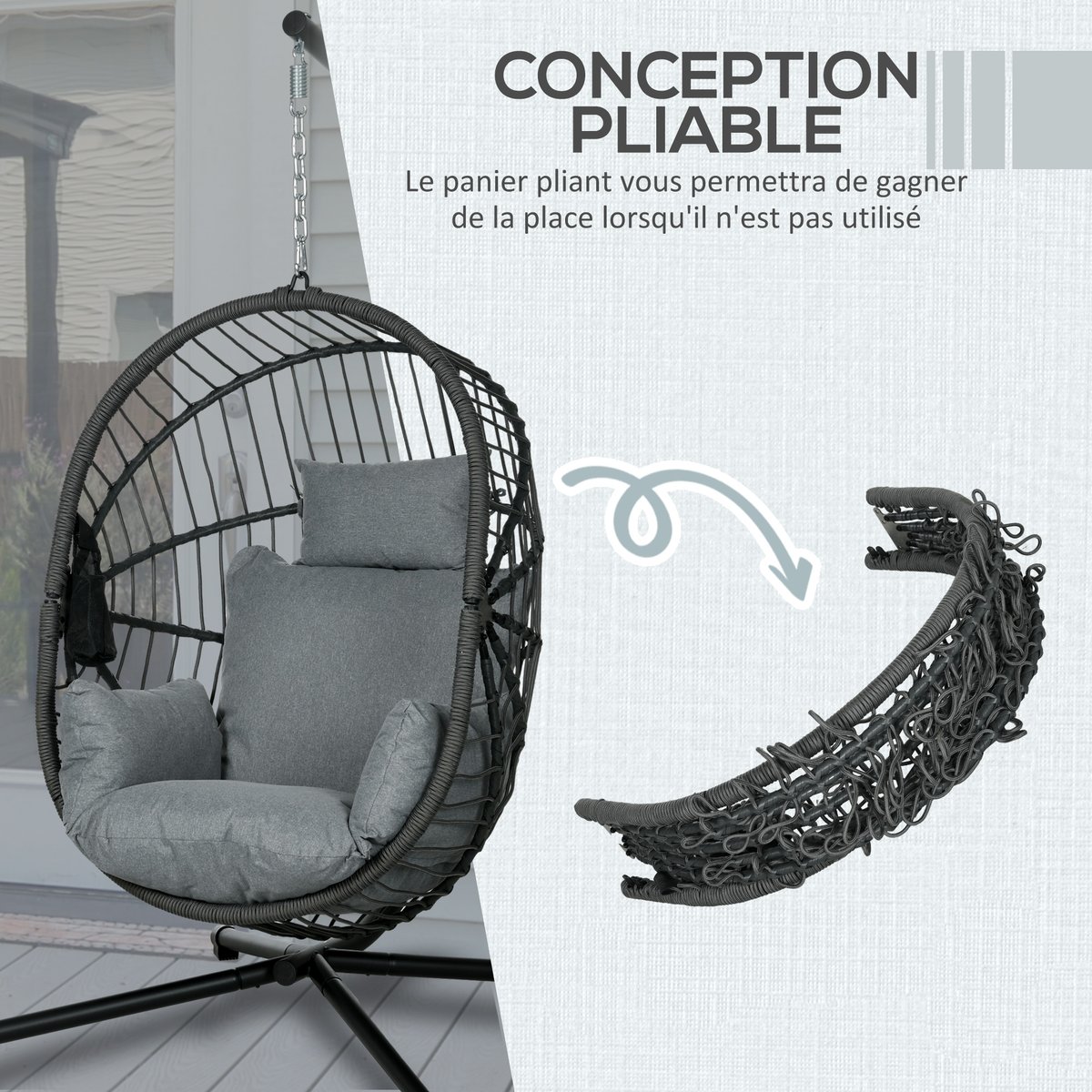 Fauteuil à bascule Acier Gris gris, OUTSUNNY