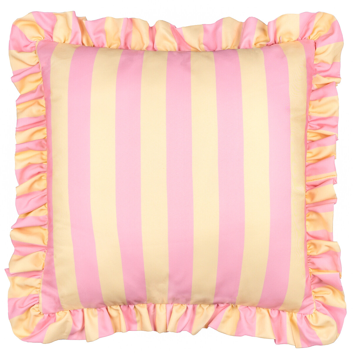 Palm Royale Stripe Ruffle Printed Outdoor Cushion pink/yellow, FURN.
