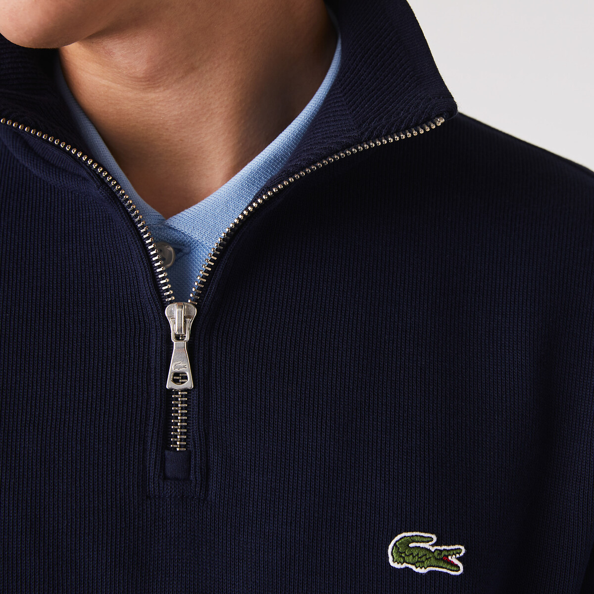 Sweat com fecho pequeno na gola, Lacoste Sport marinho, LACOSTE