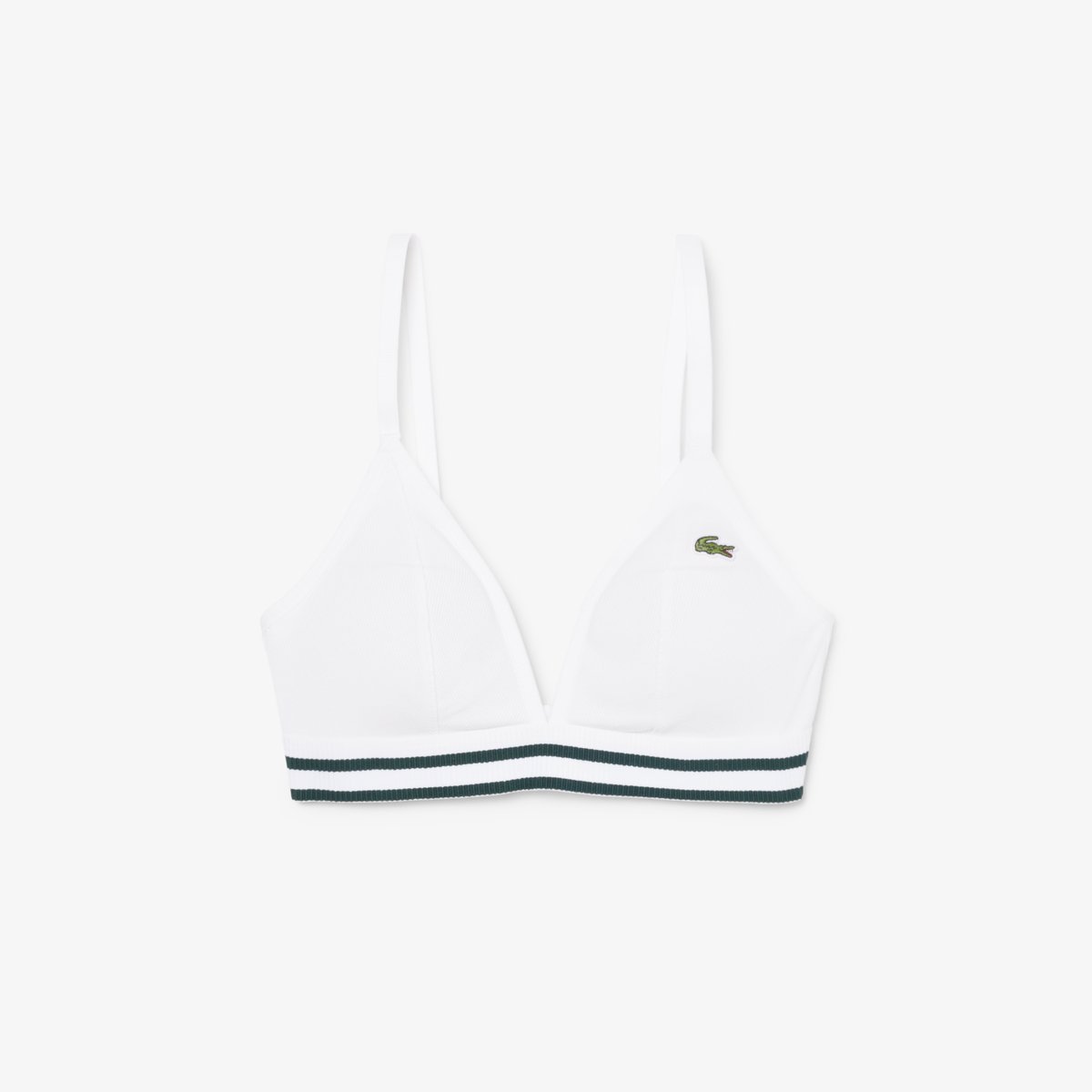 Brassière triangle coton côtelé blanc-001, LACOSTE