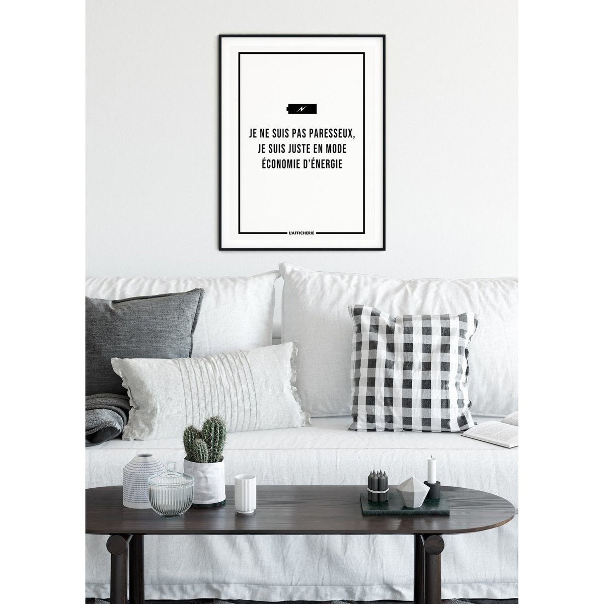 Affiche 'Je ne suis pas paresseux...' blanc, L'AFFICHERIE